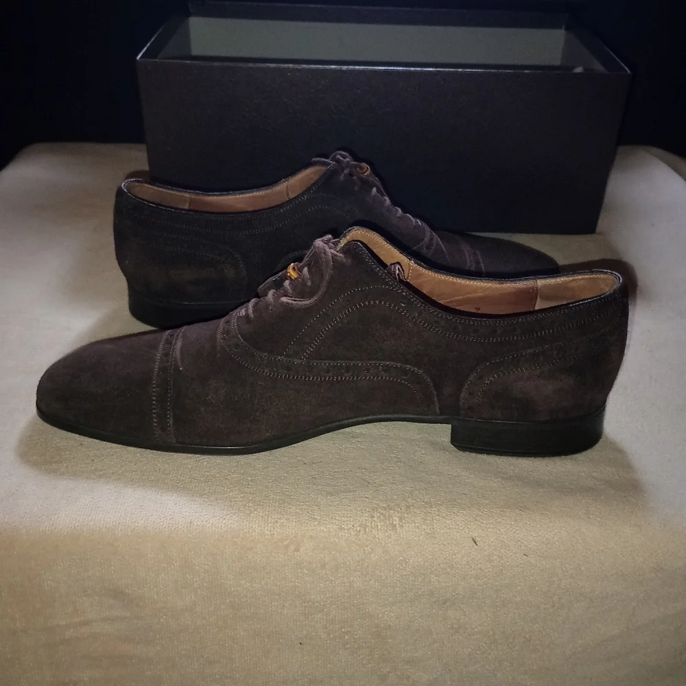 IOB Gucci Bamboo Accent Suede Brogues Men's Size: 9 - Picture 7 of 15